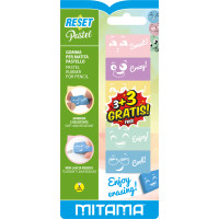 Mitama Gomma Reset Pastello per Matita pz. 3+3 omaggio gomma per cancellare Multicolore 6 pz