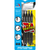 Mitama Penna Scatto Speed 3 Nera Punta 0.7 pz.2 Nero Penna a sfera retrattile a clip Medio 4 pz