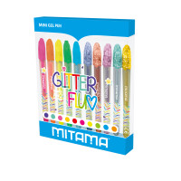 Mitama Penne mini gel glitter e fluo pz 10 Penna in gel con cappuccio Multicolore 10 pz