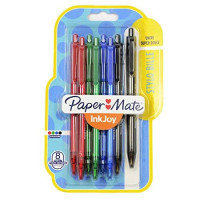 Papermate InkJoy 100 RT Nero, Blu, Verde, Rosso Penna a sfera retrattile a clip Medio 8 pz