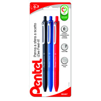 Pentel Penna a sfera a scatto iZee 0.7mm 3pz (nero/rosso/blu)