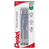 Pentel Penna a sfera Superb Punta 0.7 mm Nero 3 pz