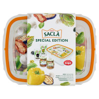 Saclà 2 Condiverderiso Classico/Senza Olio + 2 Olivolì Snocciolate Nere/Verdi + Snips Contenitore