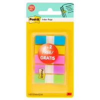 Post-it® Segnapagina colori neon, 11,9 x 43,1 mm, 5 colori, 3 confezioni da 20 Bandierine + 2 Gratis