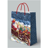 Serenity Shopper Babbo Natale Blu con renna XL mis 32x42x11 cm