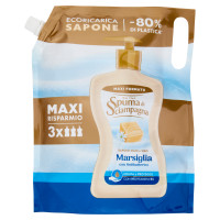 Spuma di Sciampagna Sapone Mani e Viso Marsiglia con Antibatterico Ecoricarica 1300 ml