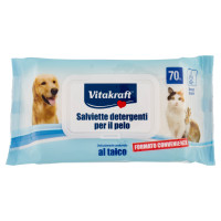 Vitakraft Salviette detergenti per il pelo al talco cm. 15X20 70 pz