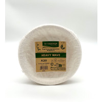 20 piatti fondi pesanti in cartoncino diam 18 cm Heavy Wave Bianco