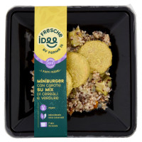 Fresche idee I Piatti Vegani Miniburger con Carote su Mix di Cereali̇ e Verdure 220 g