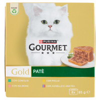 PURINA GOURMET Gold Patè Coniglio, Pollo, Salmone, Agnello e Anatra 8x85g