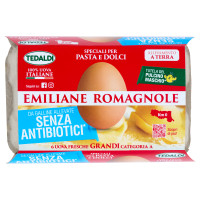 Tedaldi Emiliane Romagnole da Galline Allevate Senza Antibiotici* 6 Uova Fresche Grandi Categoria A