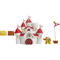 Super Mario Playset Castello del Regno dei Funghi Nintendo, con licenza ufficiale , include action figure esclusiva di Bowser da 2,5" / 6 cm e accessori, poster da parete incluso