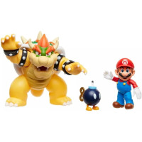 Super Mario Playset Nintendo Mario vs. Bowser: Battaglia nella Lava 7" / 18 cm, con licenza ufficiale , action figure articolate di Bowser, Mario e Bob-Omb. Perfetto per bambini dai 3 anni in su.