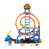 Hot Wheels City MEGA Garage, Playset Con 1 Macchinina Die-Cast E 1 Elicottero Giocattolo