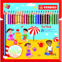 STABILO Matita colorata triangolare - Trio thick - Astuccio da 24 + temperino - Colori assortiti