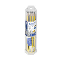 Staedtler 6 matite triangolari jumbo hb con 1 mini mars plastic gomma per cancellare e temperino a due fori