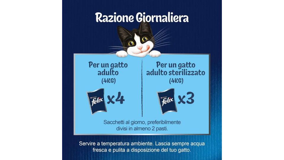 Felix Le Ghiottonerie, Cibo per Gatti, Selezioni con Pesci in Gelatina, con Salmone e con Tonno - 4 buste da 100 g [400 g]