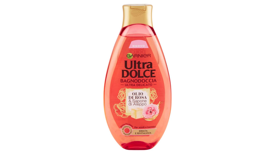 Garnier Ultra Dolce Olio Di Rosa e Sapone di Aleppo Bagnodoccia Ultra Delicato Pelle Idratata, 