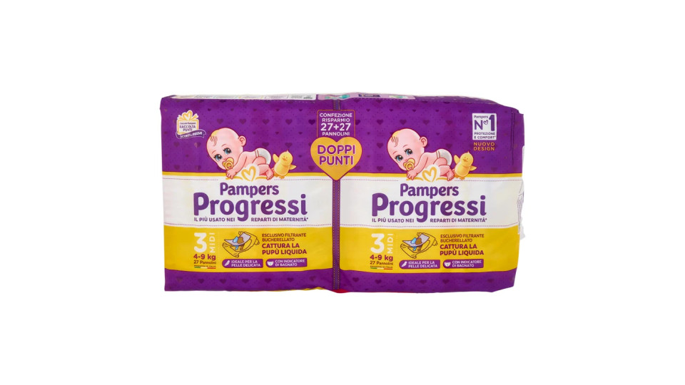 Pampers Progressi taglia 3 midi (4-9 Kg) conf.