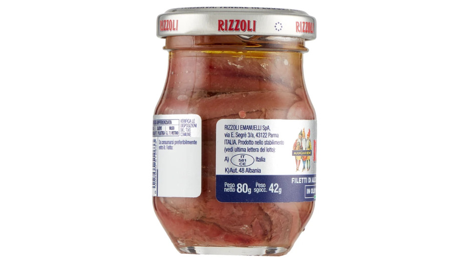 Rizzoli, filetti di alici del Mar Cantabrico in olio di oliva