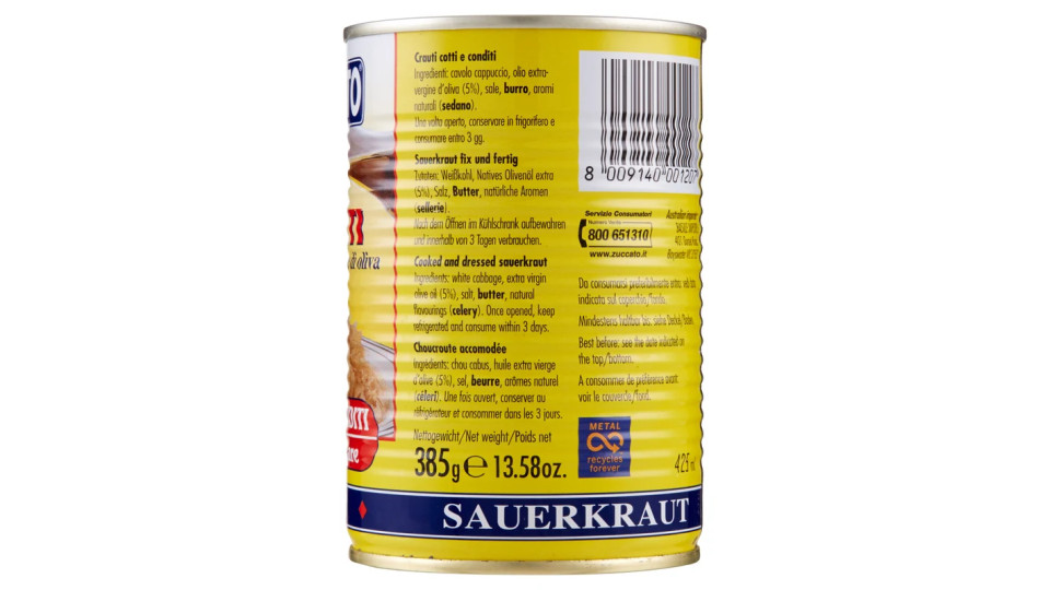 Zuccato, crauti con olio extra-vergine di oliva