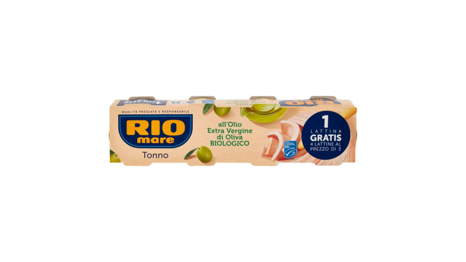 Rio Mare, Linea bio tonno con olio extra vergine di oliva biologico conf. 3x65 g +