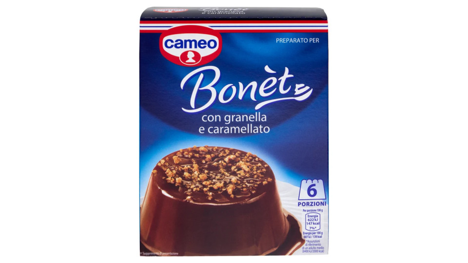 Cameo, preparato per Bonèt con granella e caramellato