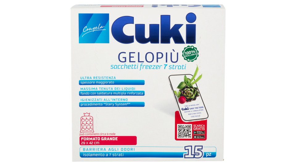 Cuki, Gelopiù sacchetti freezer formato grande