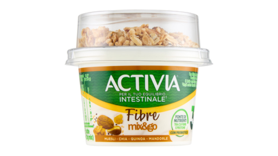 ACTIVIA Mix&Go con Probiotico Bifidus, Yogurt con Mandorle, Muesli, Chia e Quinoa 170g