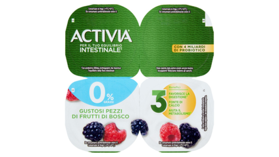 Activia 0% Grassi Frutti di bosco in pezzi