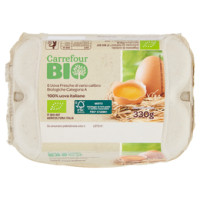 Carrefour Bio 6 Uova Fresche di vario calibro Biologiche Categoria A