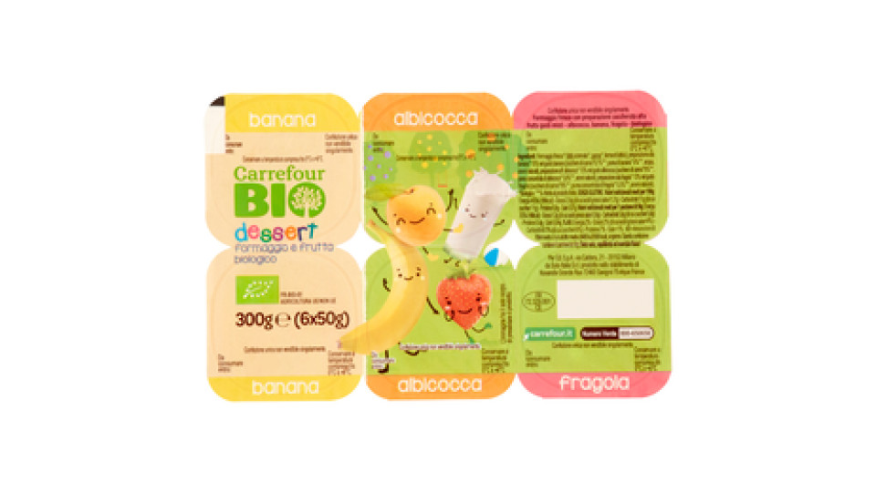 Carrefour Kids Dessert formaggio e frutta Fragola, Albicocca, Banana