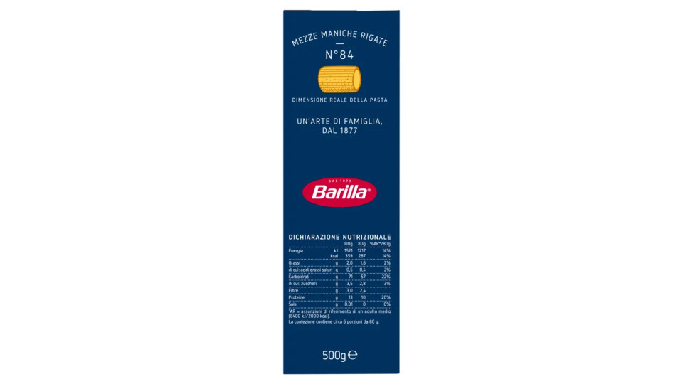 Barilla - Mezze Maniche Rigate, 