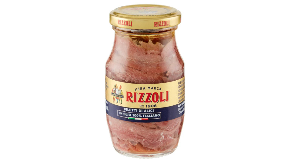Rizzoli, filetti di alici in olio d'oliva distese