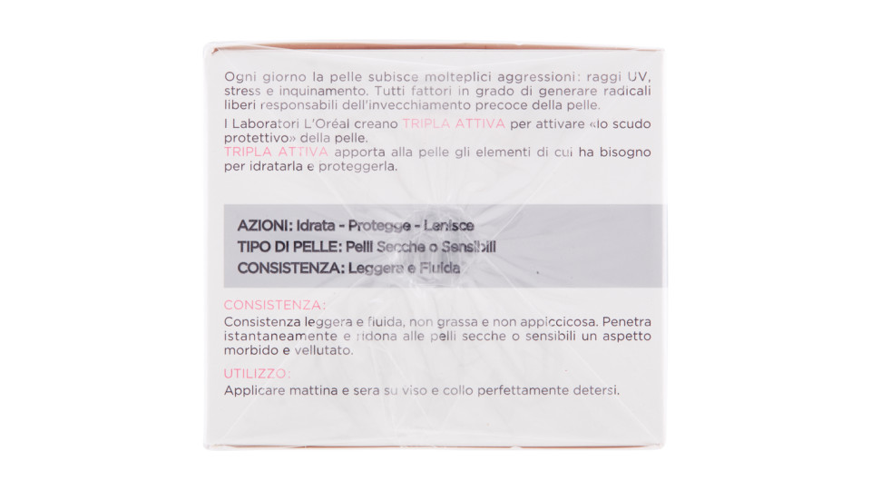 L'Oréal Paris Tripla Attiva Crema Idratante Protettiva per Pelli Secche o Sensibili