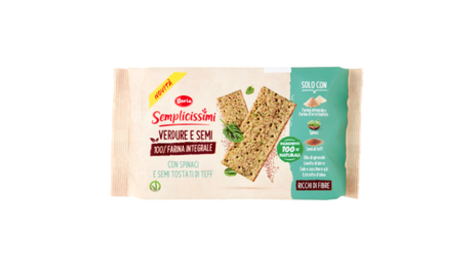 Doria Semplicissimi Crackers Spinaci e Semi di Teff Tostati - flowpack 280g