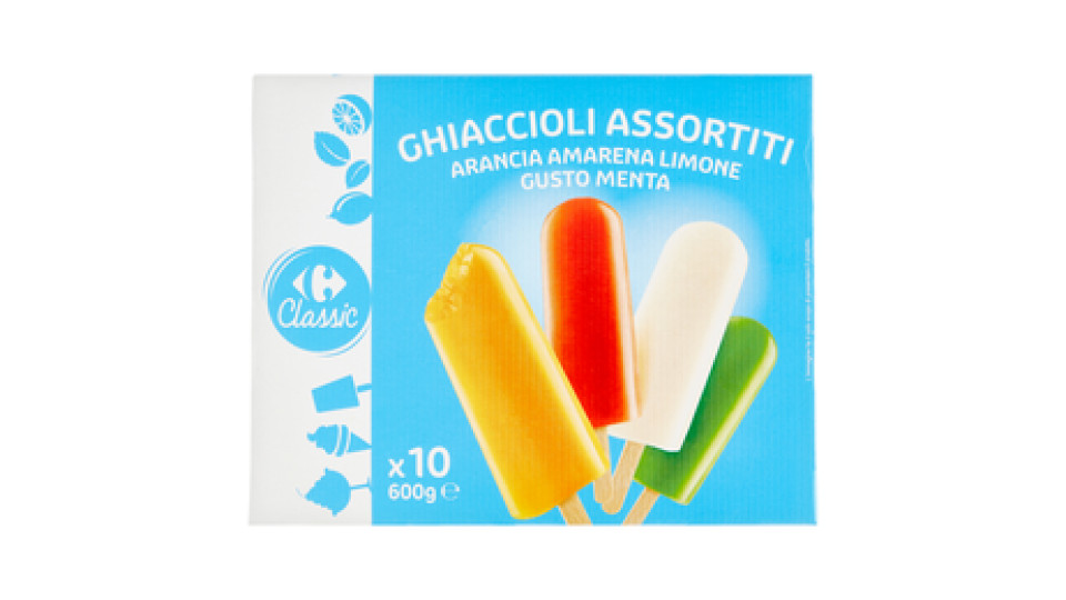 Carrefour Ghiaccioli Assortiti amarena, arancia, gusto menta, limone