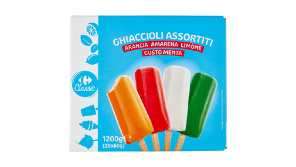 Carrefour Ghiaccioli Assortiti amarena, arancia, gusto menta, limone