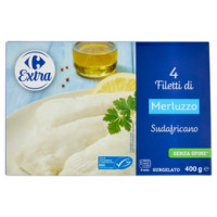 Carrefour Filetti di Merluzzo Sudafricano Surgelato 4 pezzi