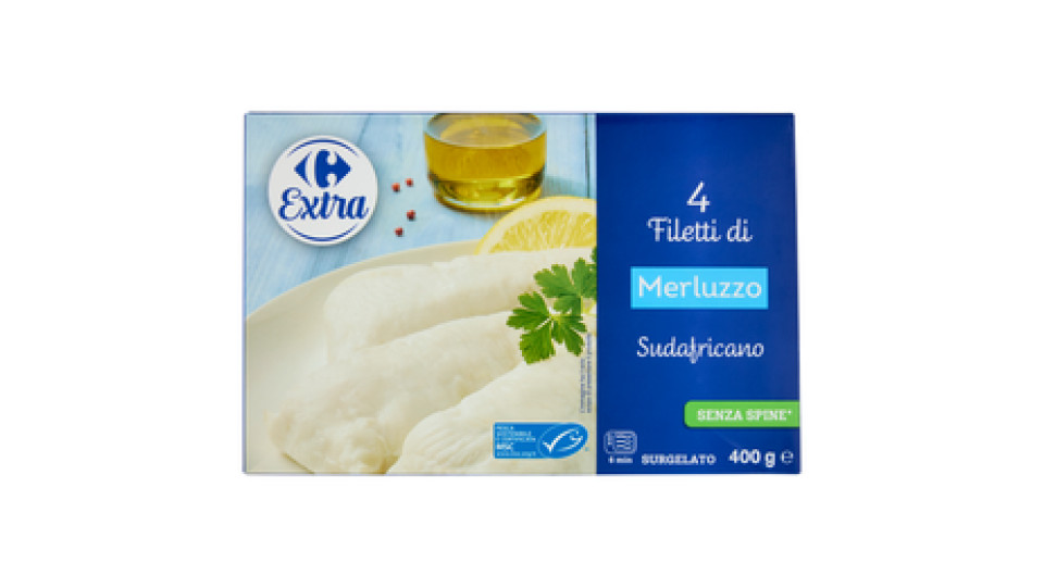 Carrefour Filetti di Merluzzo Sudafricano Surgelato 4 pezzi