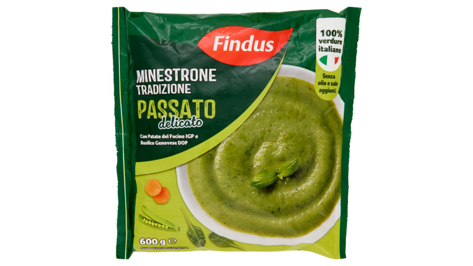 Findus Minestrone Tradizione Passato Delicato con Patate del Fucino IGP e Basilico Genovese DOP 600g