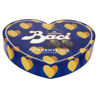 Baci Perugina Fondentissimo Cioccolatini Fondenti Ripieni al Gianduia e Nocciola Intera - Scatola Cuore in Latta