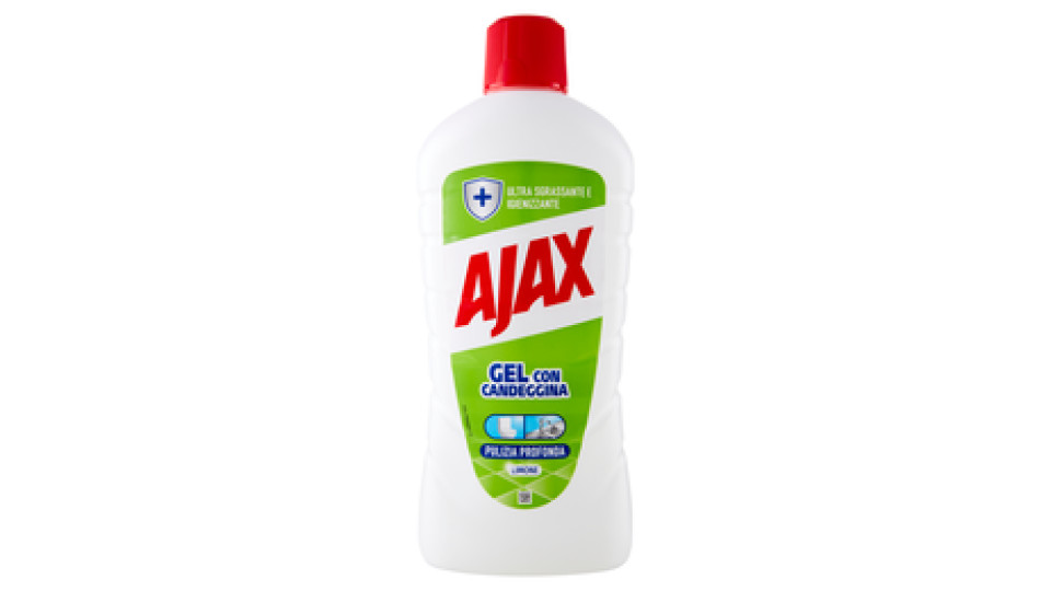 Ajax detersivo pavimenti gel con candeggina e Pino igienizzante 950 ml