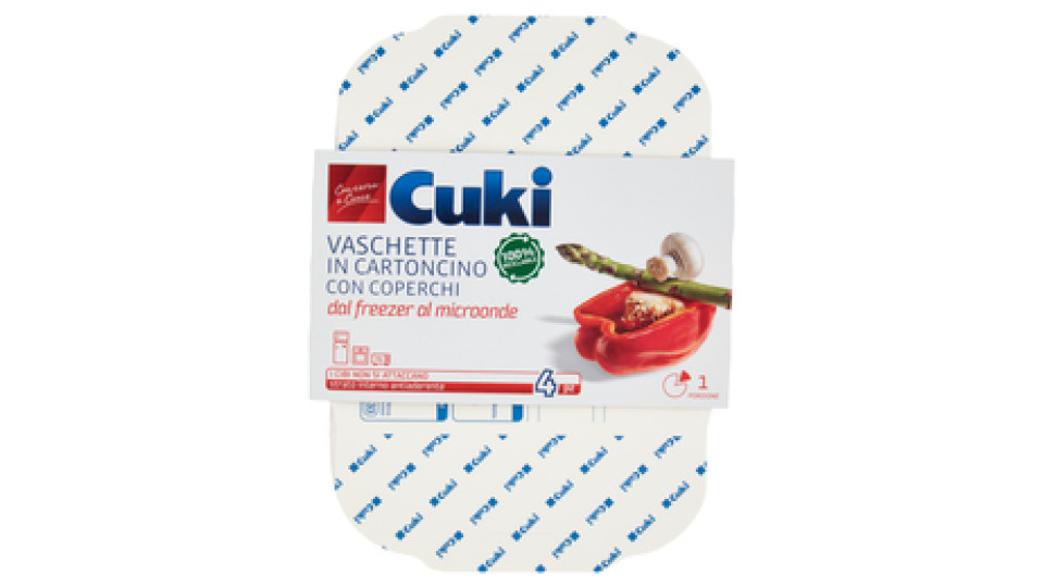 Cuki, vaschette in cartoncino con coperchi 1 porzione