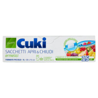 Cuki Conserva Sacchetti Apri & Chiudi Ermetici Piccoli (15 Pezzi - 1l - 20 X 15 Cm)