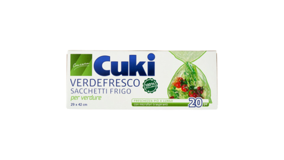 Cuki Conserva Verdefresco Sacchetti frigo per verdure (29x42cm