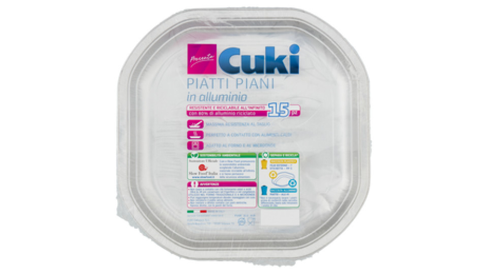 Cuki Presenta Piatti Piani in alluminio 15 pz