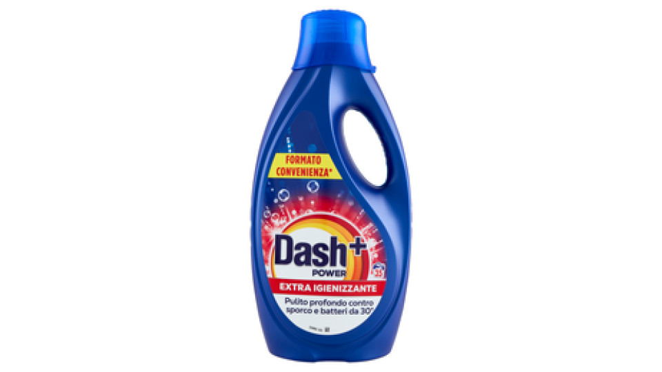 Dash Power Detersivo Liquido Lavatrice, Azione Extra-Igienizzante, 2x18 Lavaggi = 36 Lavaggi 2x900ml