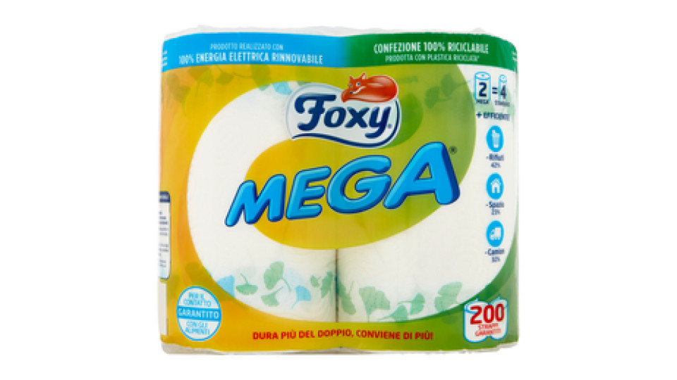 Foxy Mega carta cucina 2 maxi rotoli 2 veli decorati