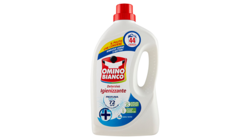 Omino Bianco, detersivo liquido per lavatrice + igienizzante